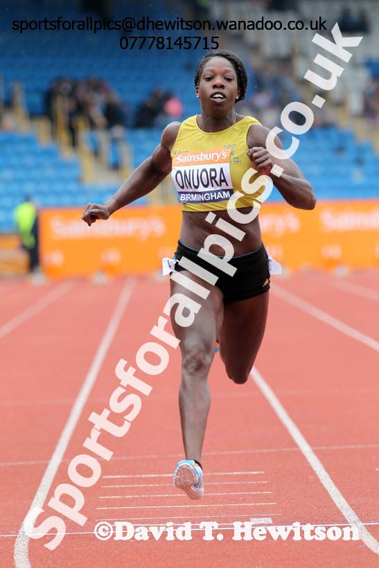 Anjika Onuora (Liverpool) 100 metres, 2014 Sainsbury's British Championships. Photo: David T. Hewitson/Sports for All Pics